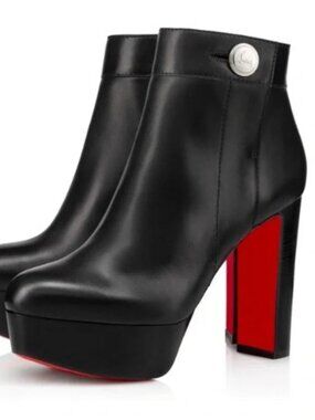 Christian Louboutin Janis Alta 120 Platform Ankle Booties Boots Sexy Black 38.5